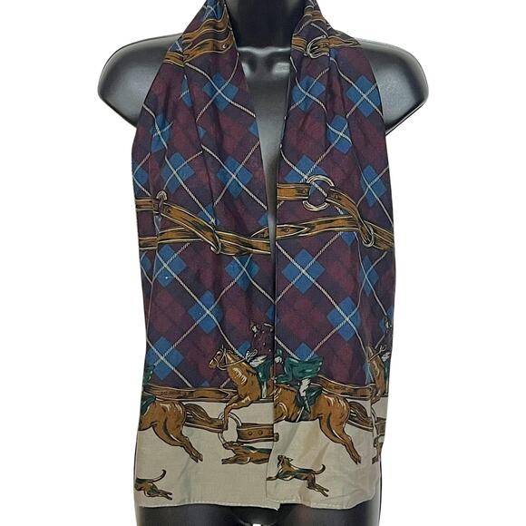 JG Hook Accessories - Vintage JG Hook Equestrian Scarf 1980s 1990s Preppy Retro